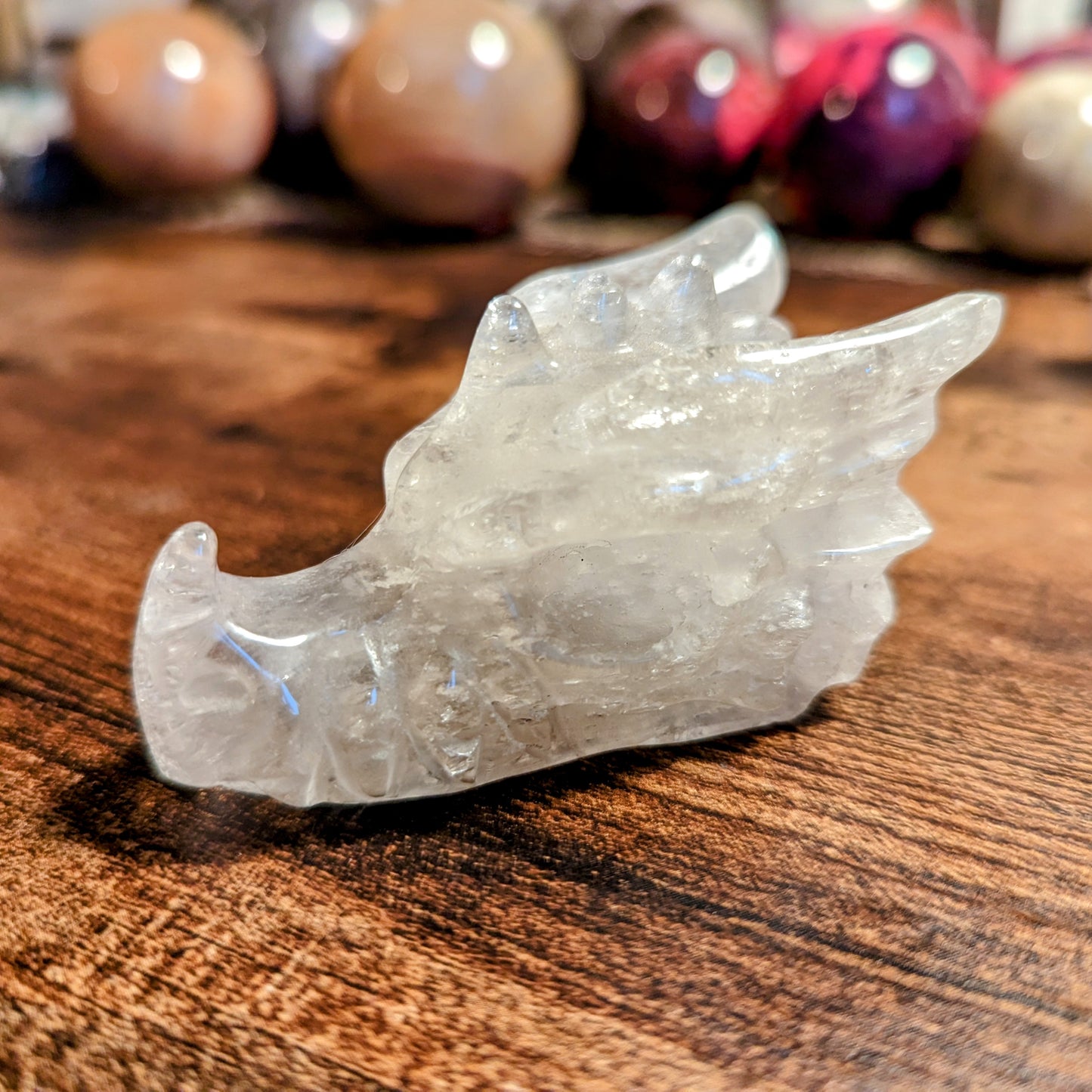 Clear Quartz Dragon Skull
