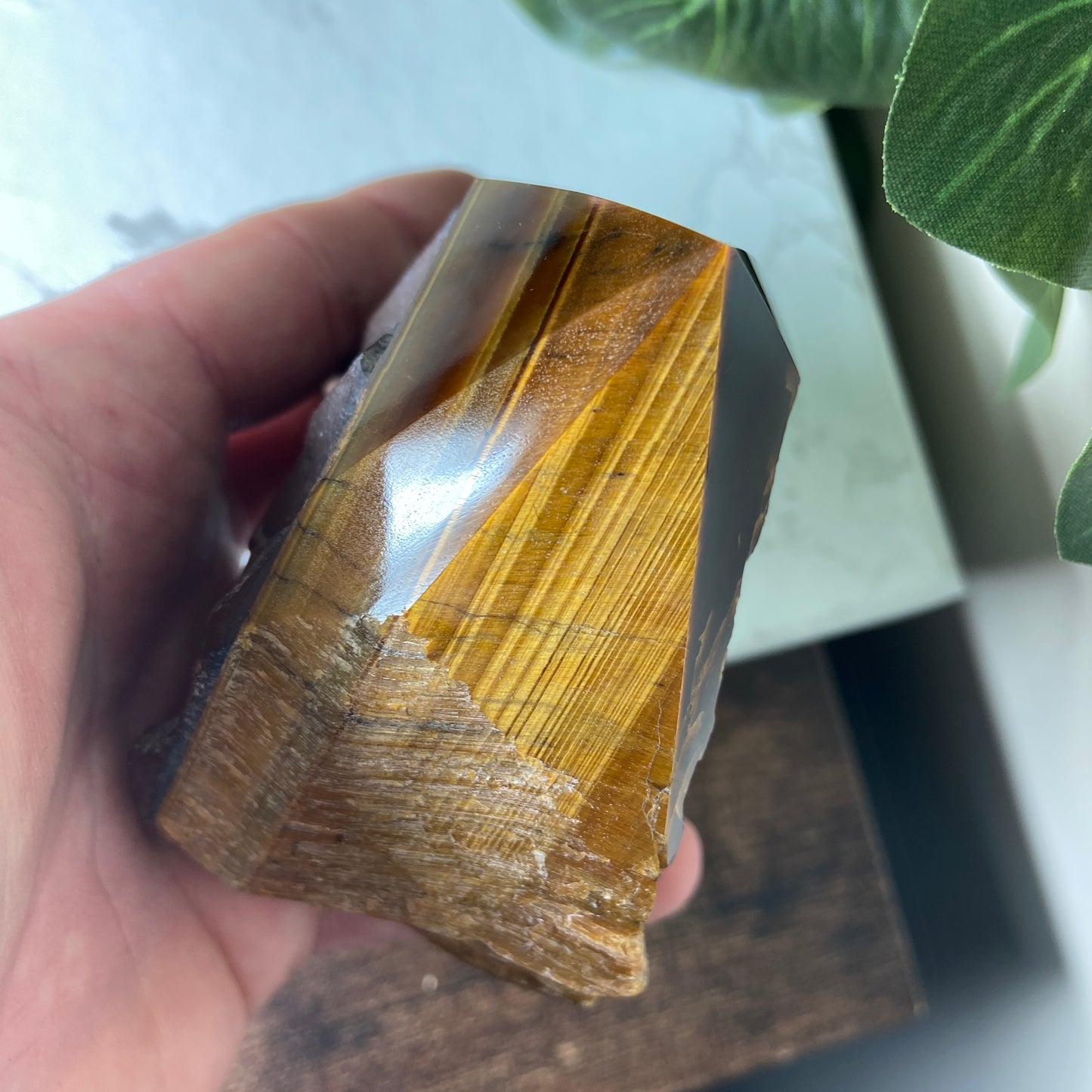 Tiger Eye Rough & Polished Point - Earth Elements UK