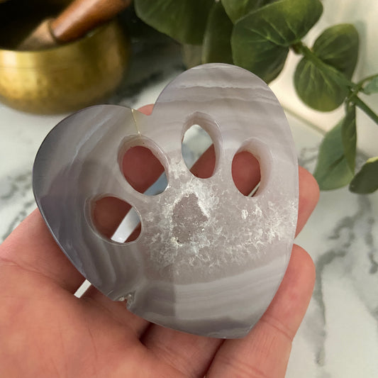 Agate Druzy Heart Paw Print - Earth Elements UK