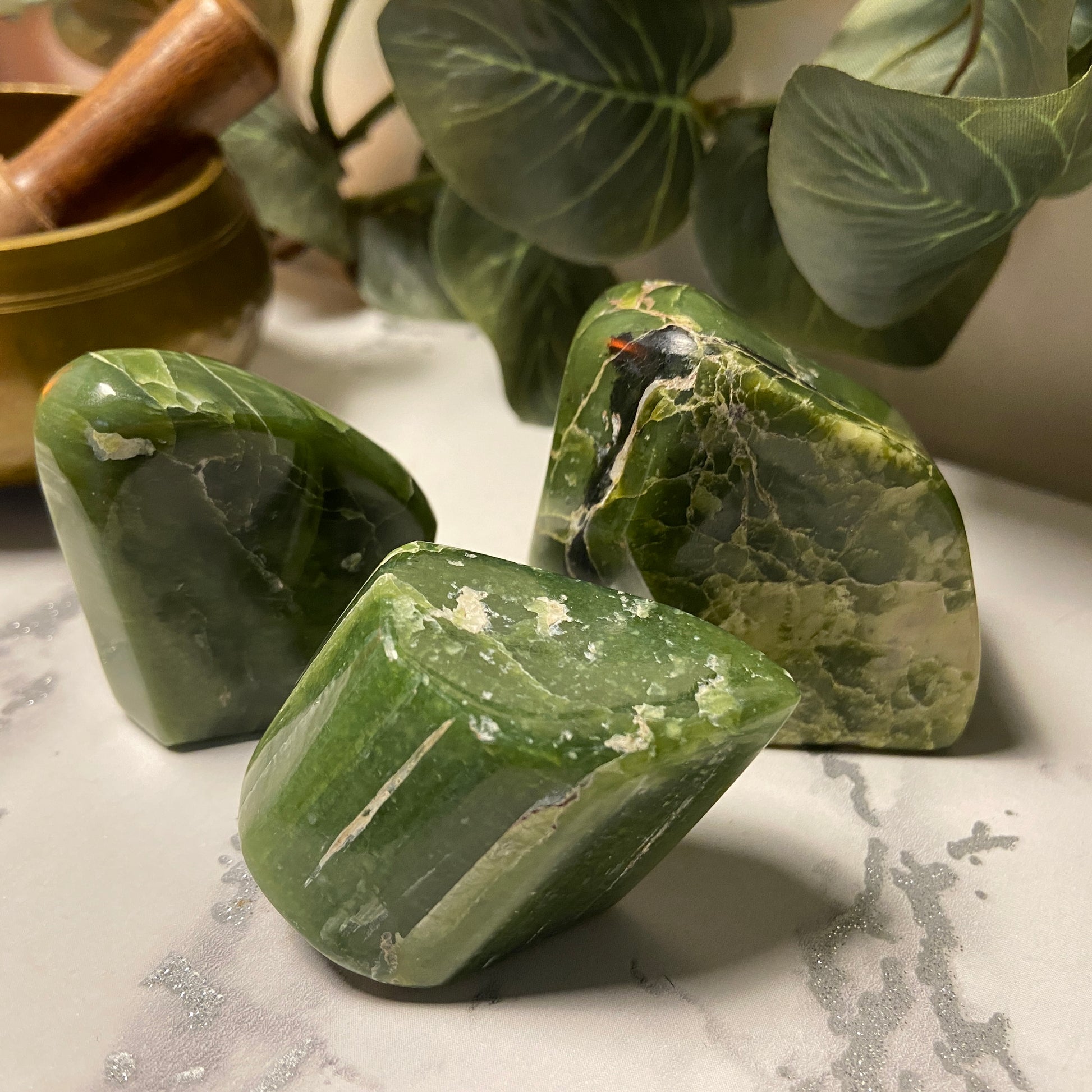 Green Tremolite Freeforms - Earth Elements UK