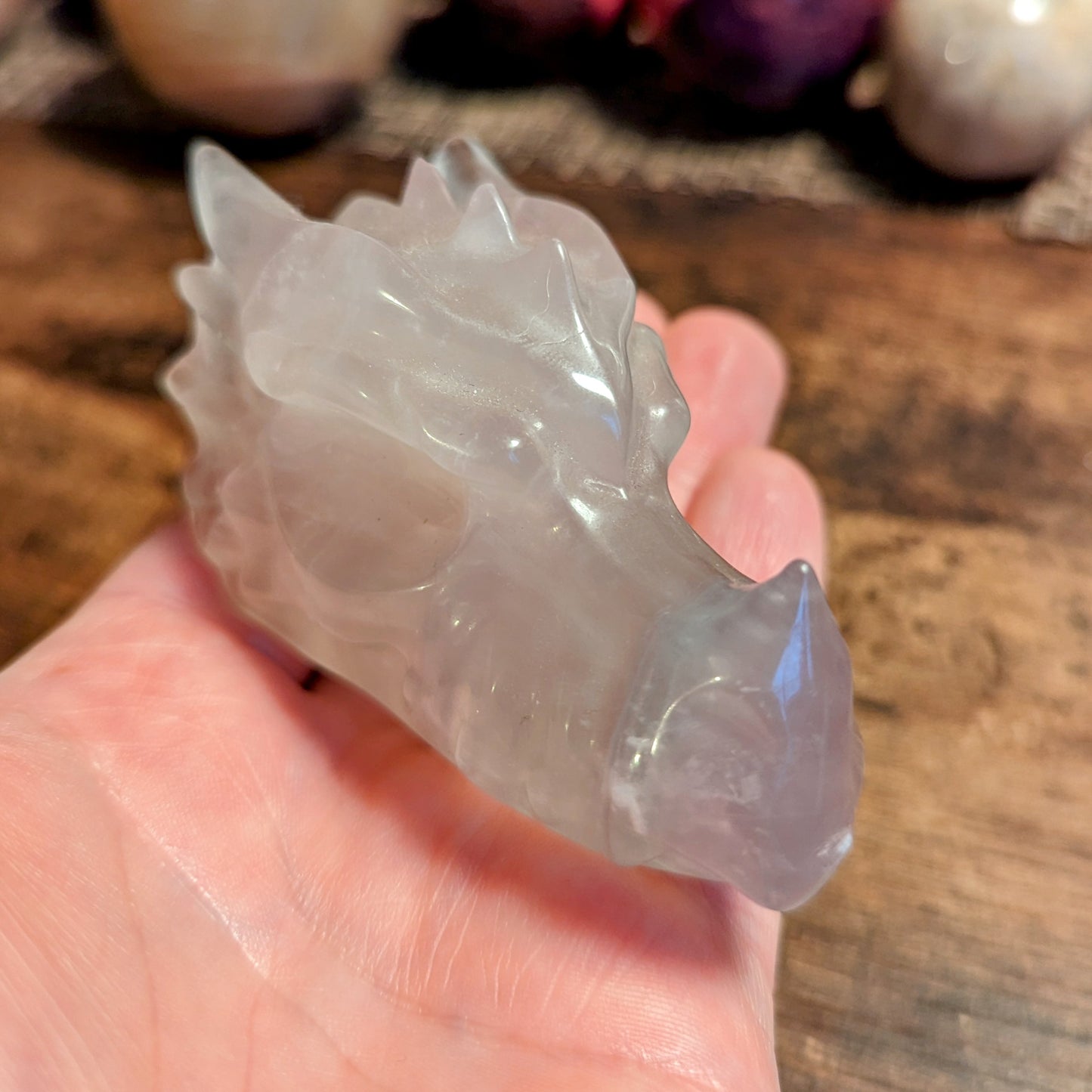 Fluorite Pastel Tone Dragon Skull