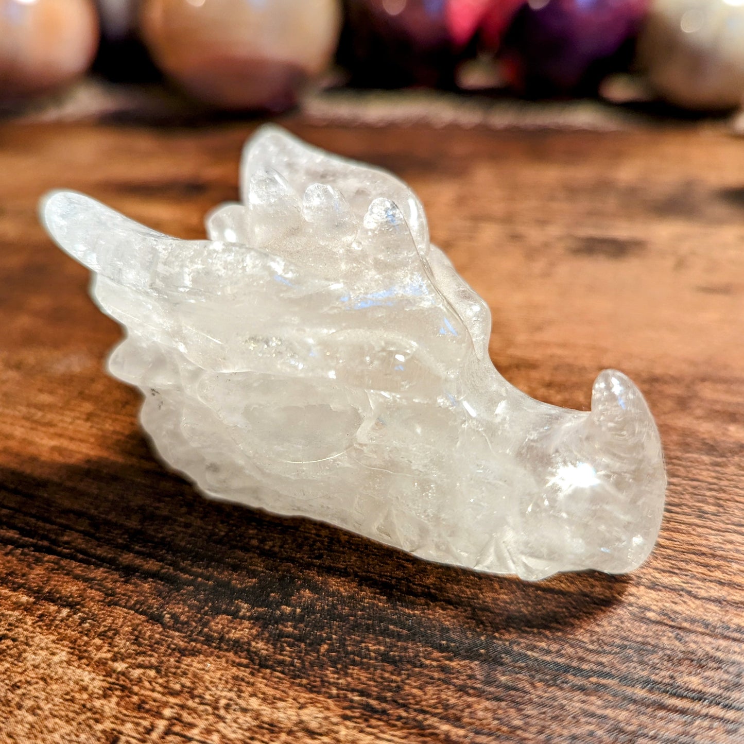 Clear Quartz Dragon Skull