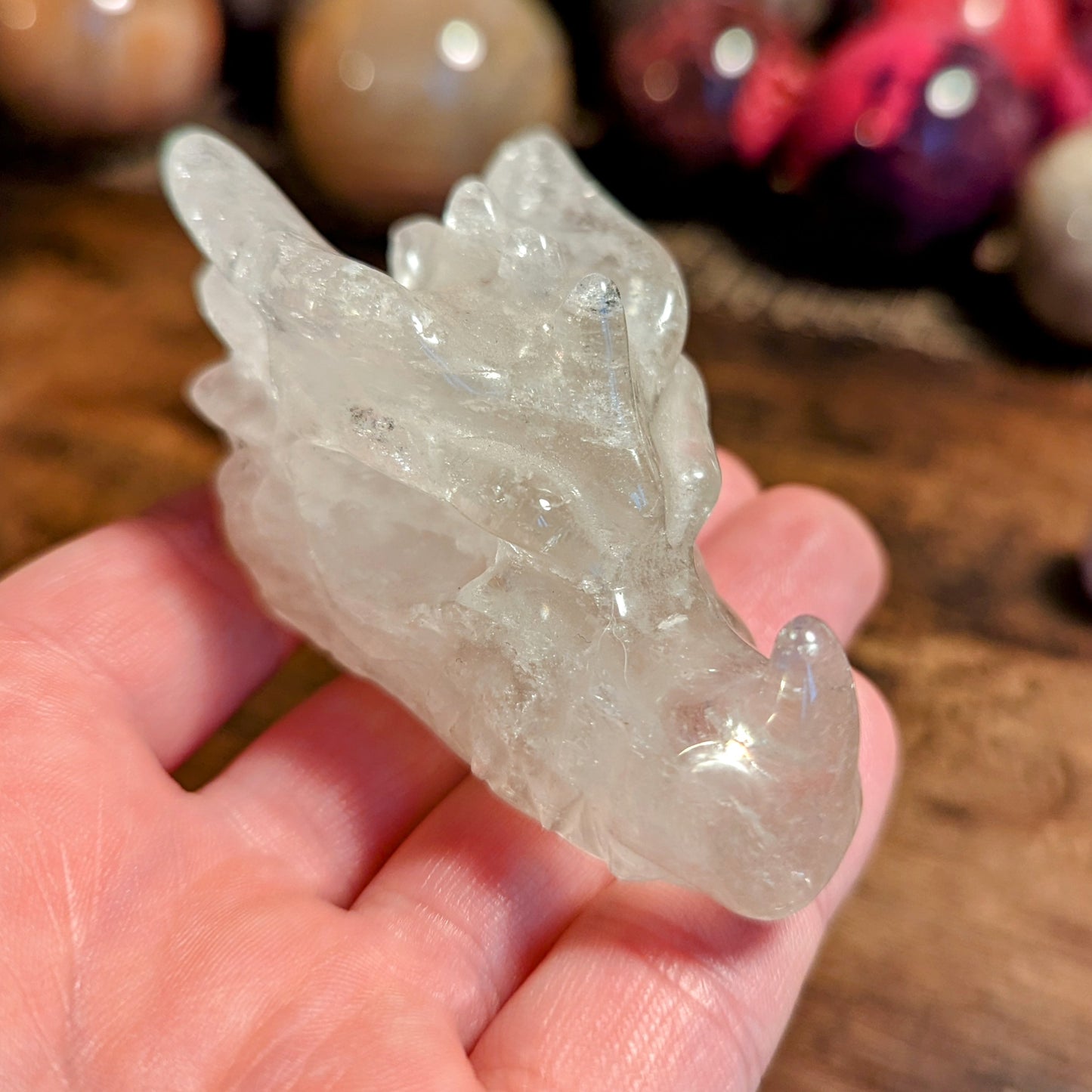 Clear Quartz Dragon Skull