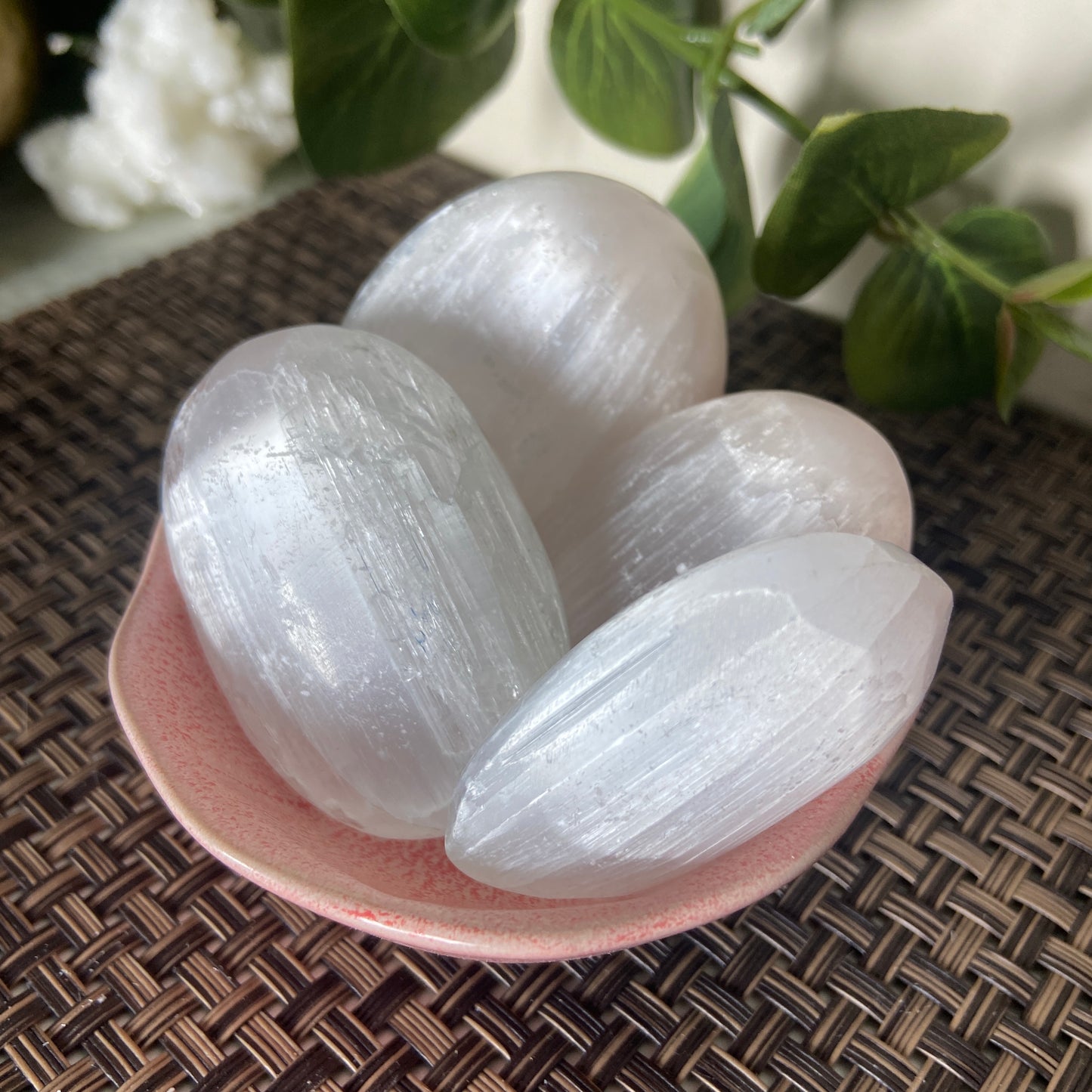 Satin Spar / Selenite Palm Stones - Earth Elements UK