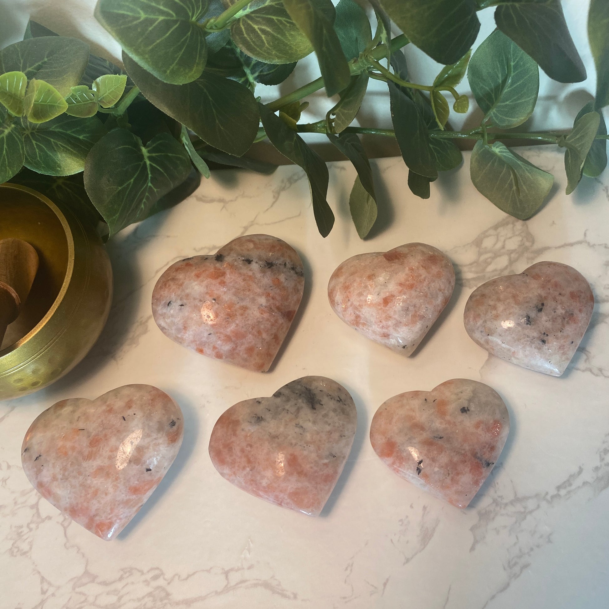 Shimmering Sunstone Chunky Hearts - Earth Elements UK