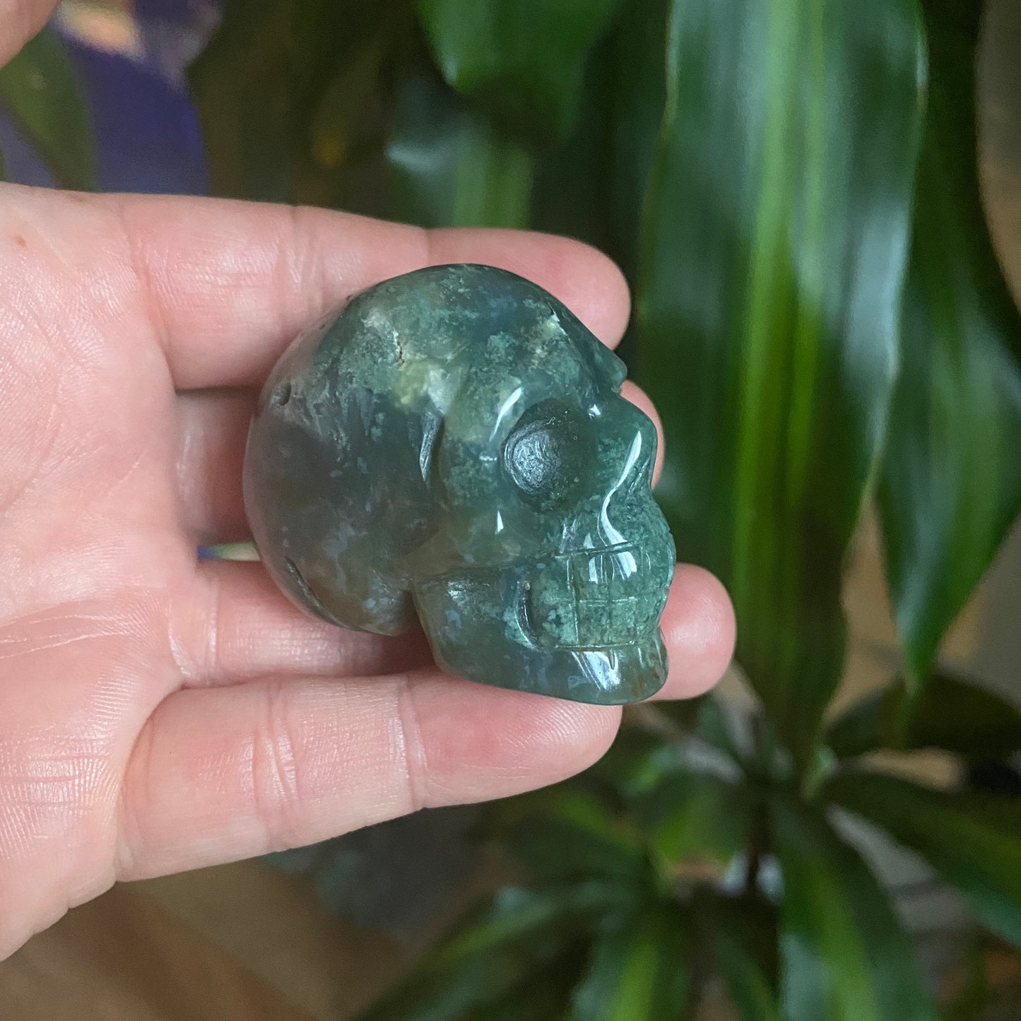 Small Moss Agate Skulls - Earth Elements UK