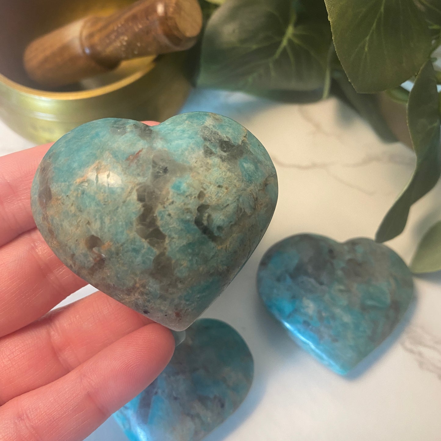 Amazonite & Smokey Quartz Hearts - Earth Elements UK