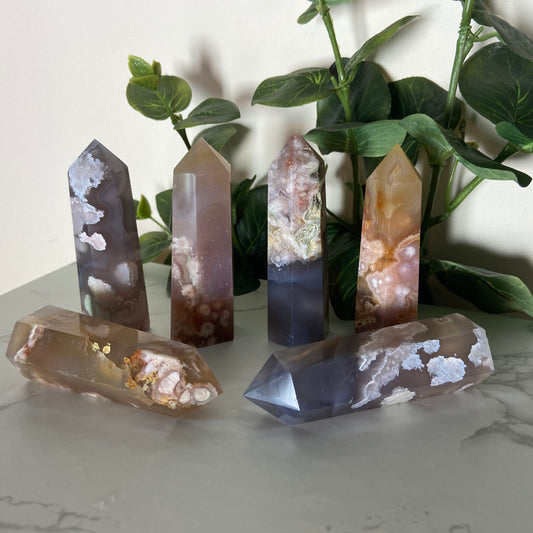 Flower Agate Points - Earth Elements UK