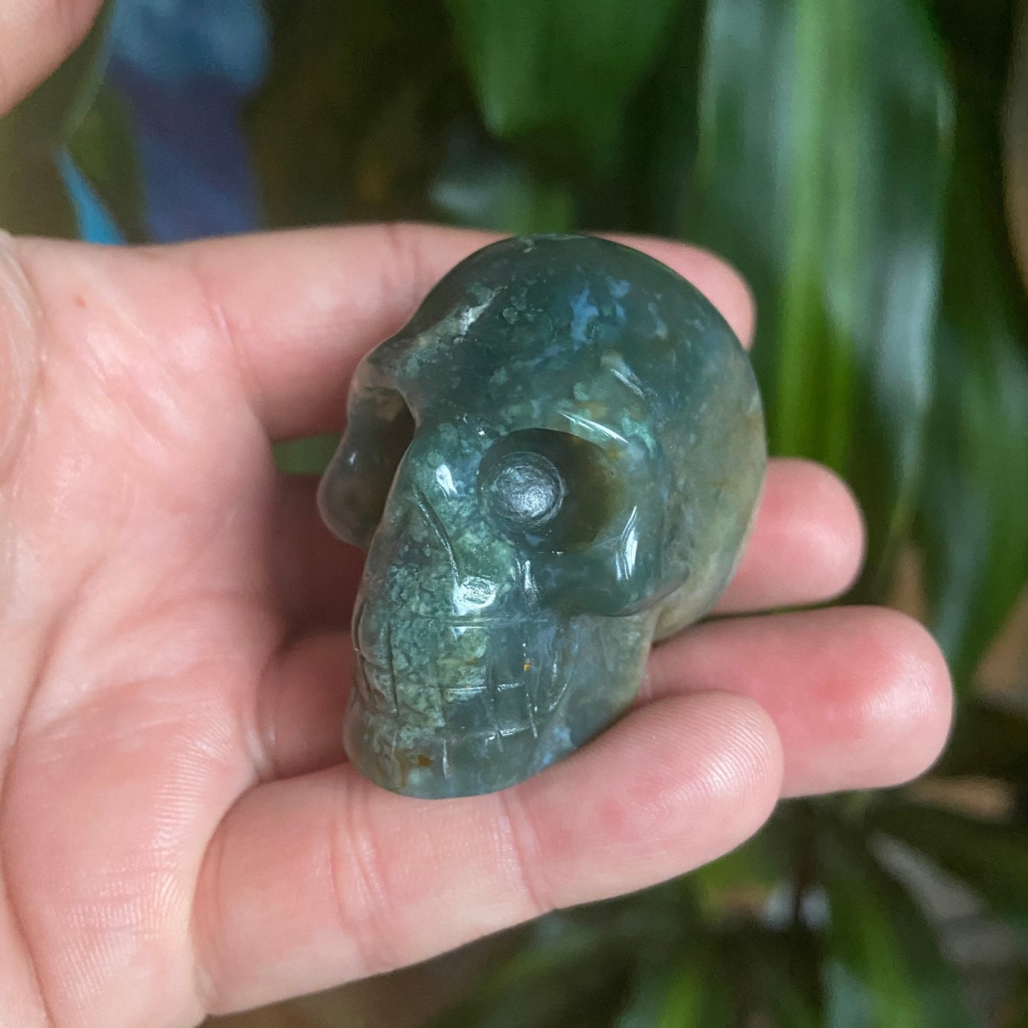 Small Moss Agate Skulls - Earth Elements UK