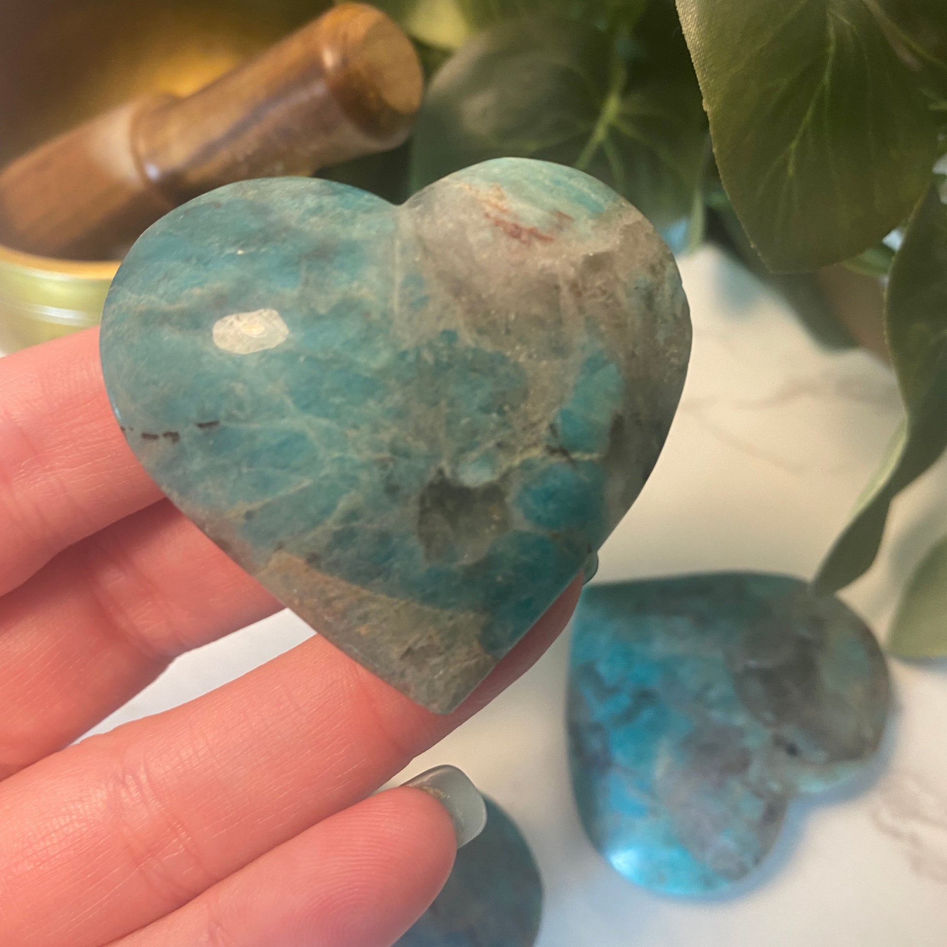 Amazonite & Smokey Quartz Hearts - Earth Elements UK