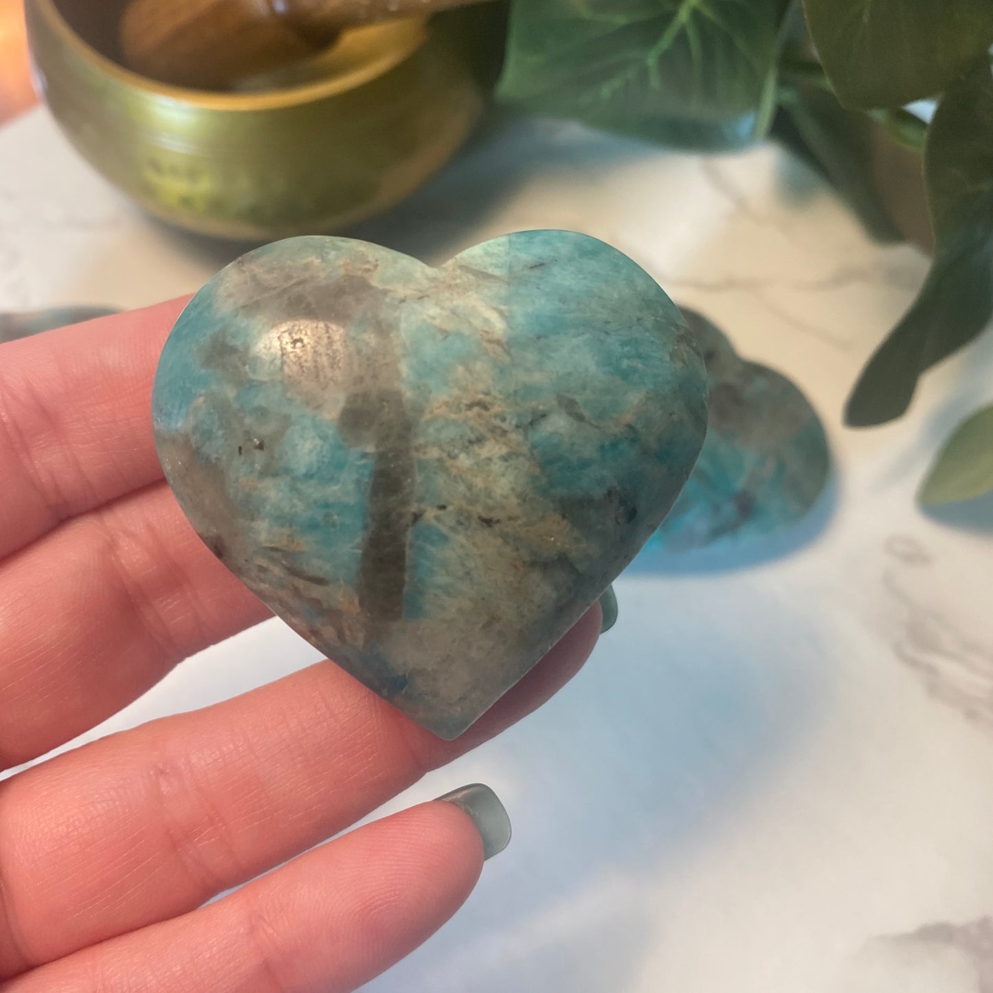 Amazonite & Smokey Quartz Hearts - Earth Elements UK