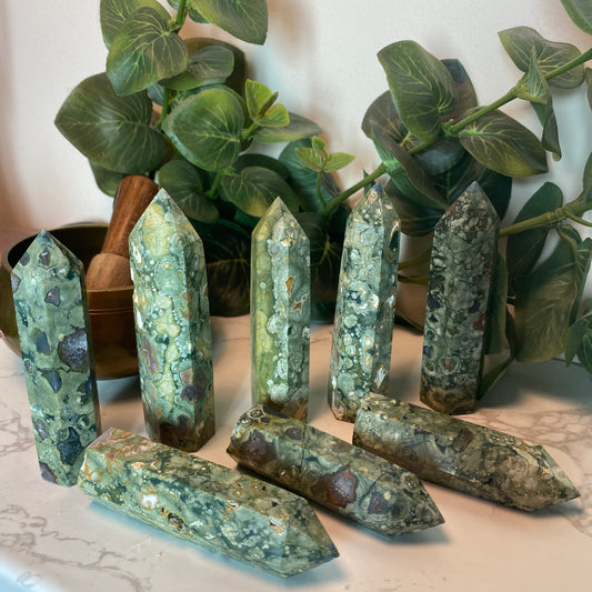 Rainforest Jasper Points - Earth Elements UK