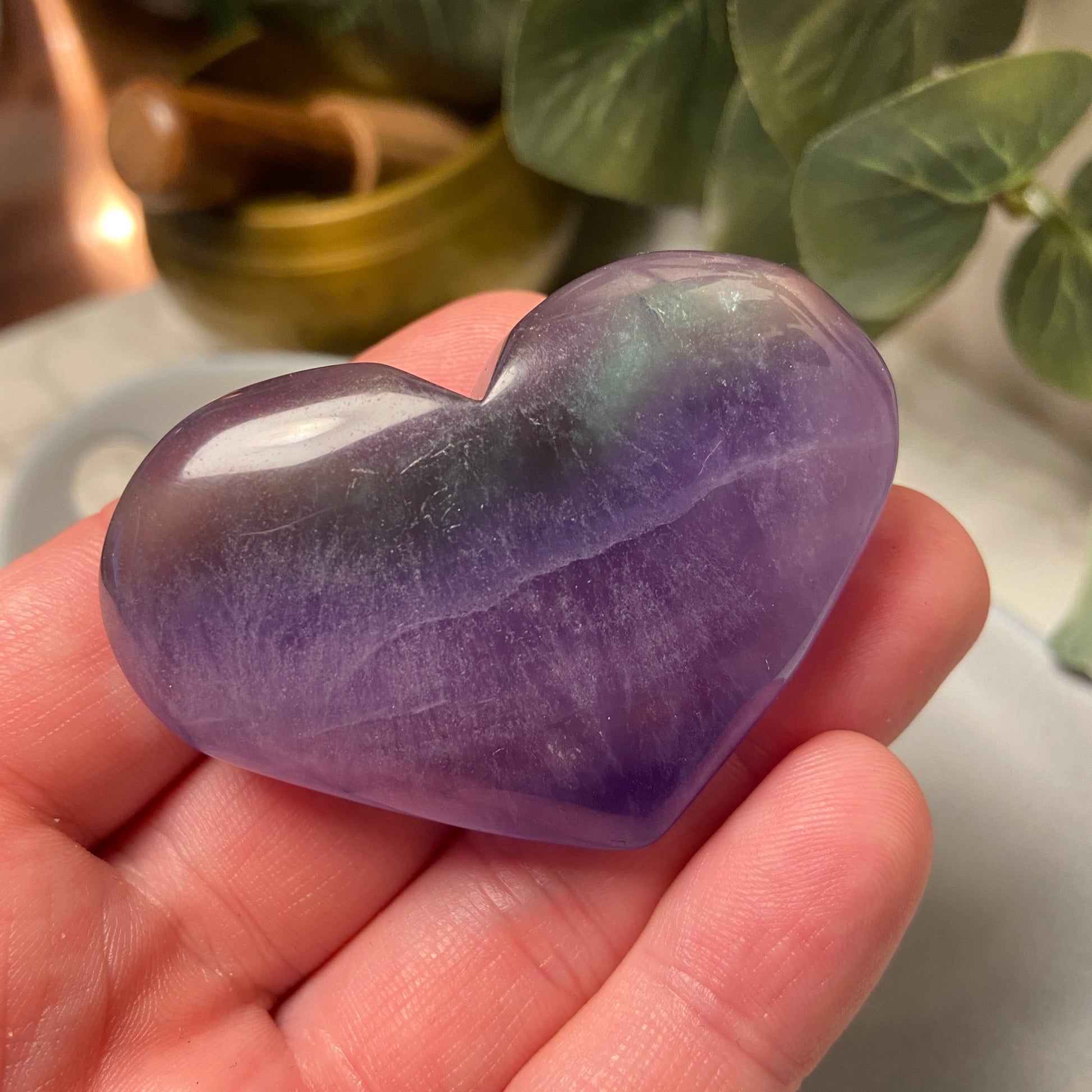 Purple Violet Fluorite Hearts - Earth Elements UK