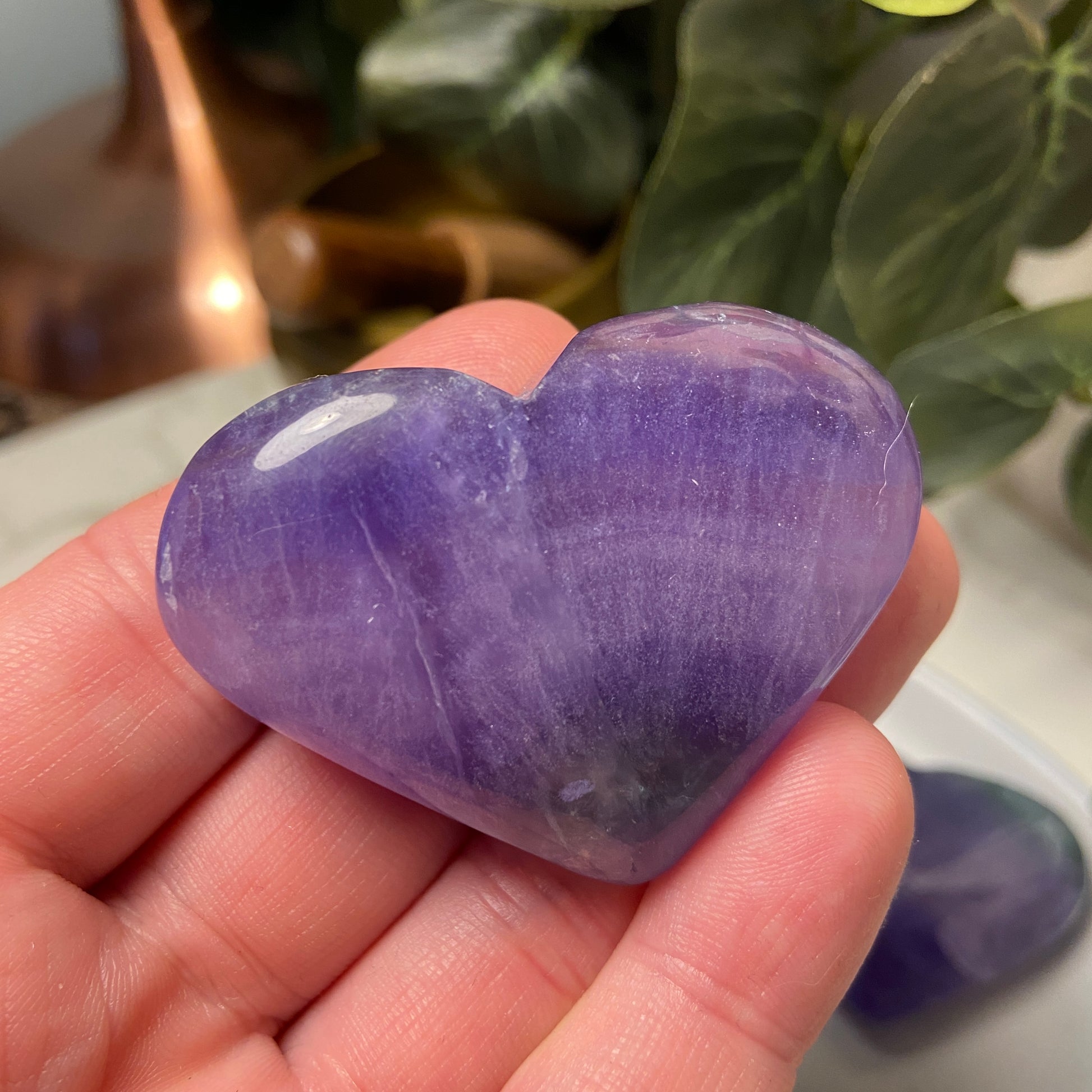 Purple Violet Fluorite Hearts - Earth Elements UK