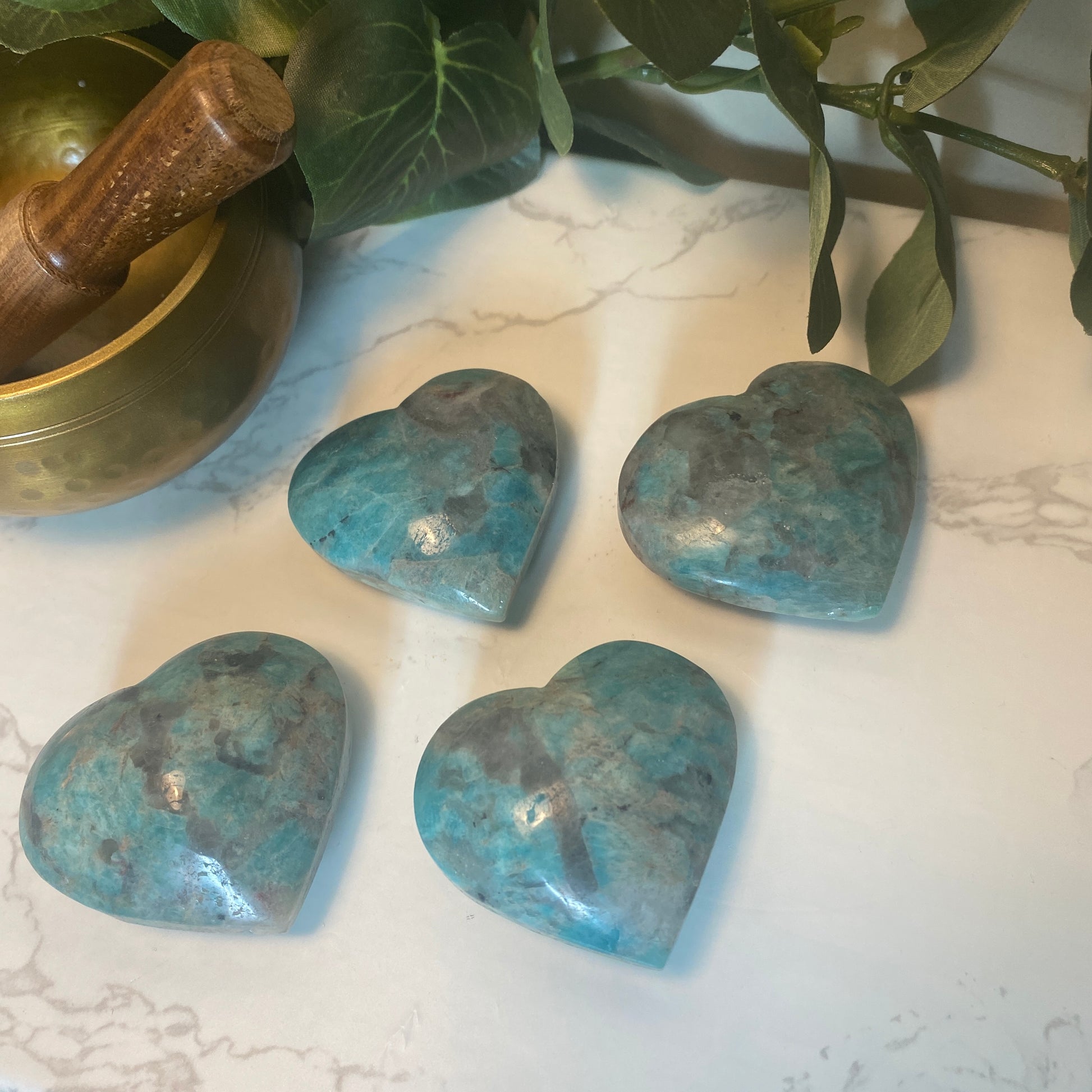 Amazonite & Smokey Quartz Hearts - Earth Elements UK