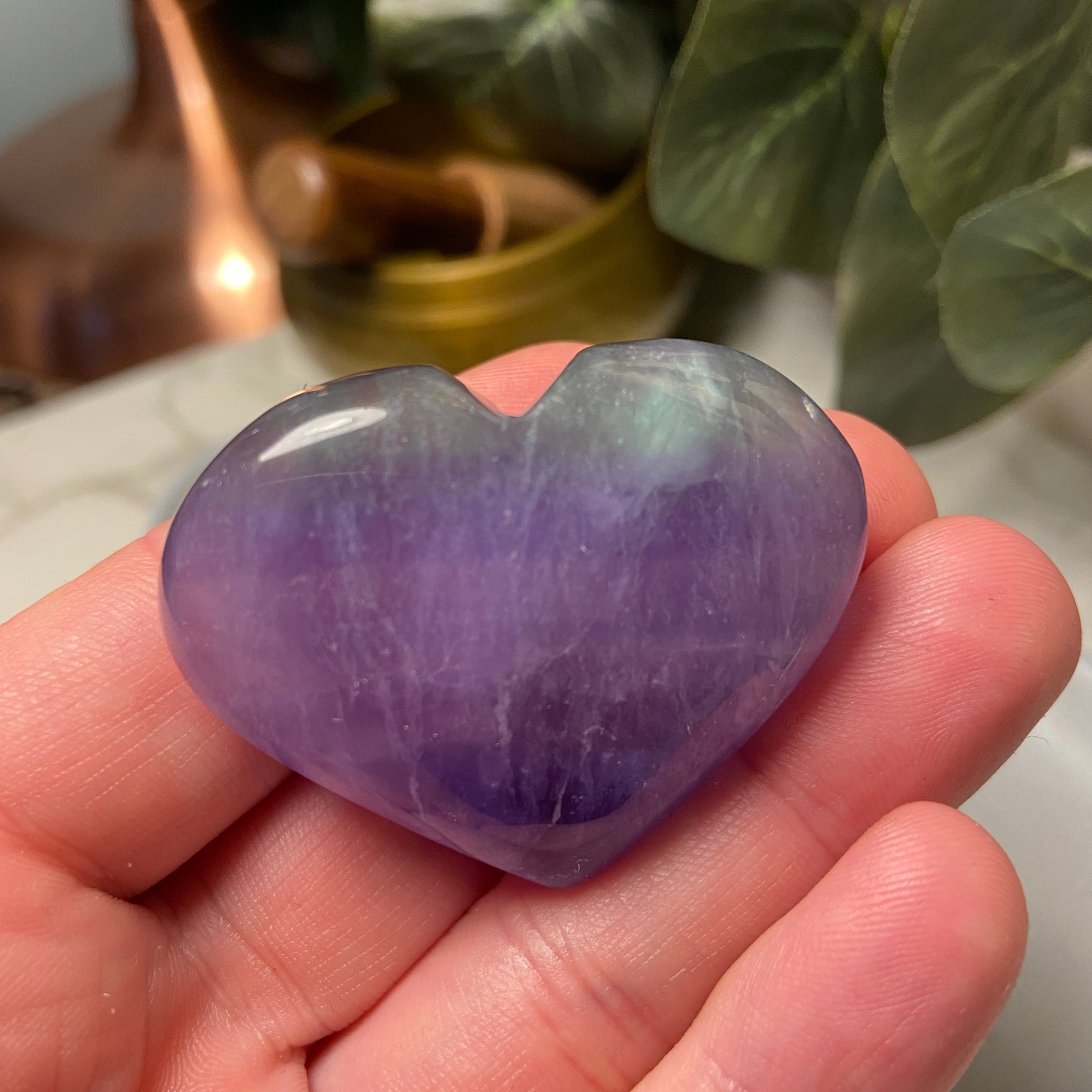 Purple Violet Fluorite Hearts - Earth Elements UK