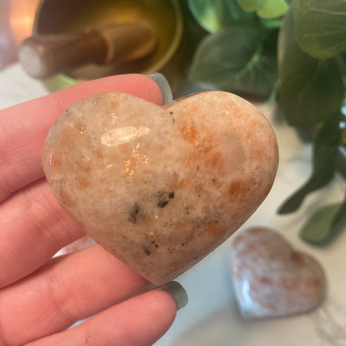 Shimmering Sunstone Chunky Hearts - Earth Elements UK