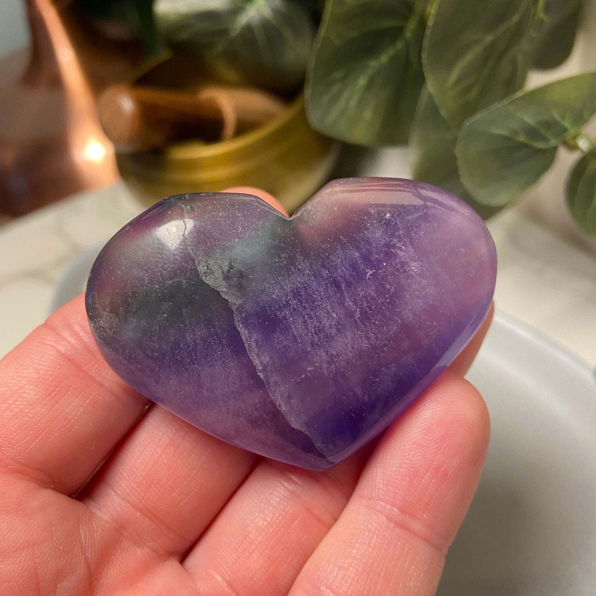 Purple Violet Fluorite Hearts - Earth Elements UK