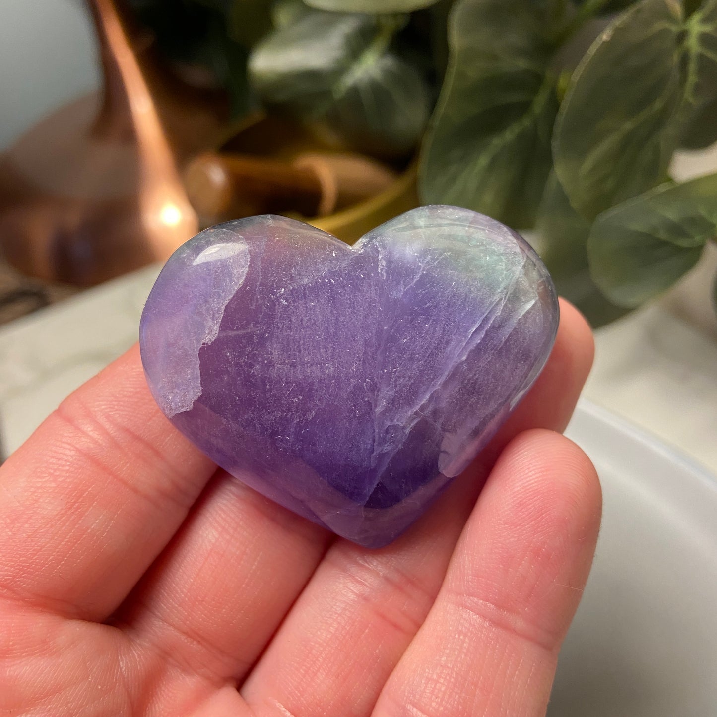 Purple Violet Fluorite Hearts - Earth Elements UK