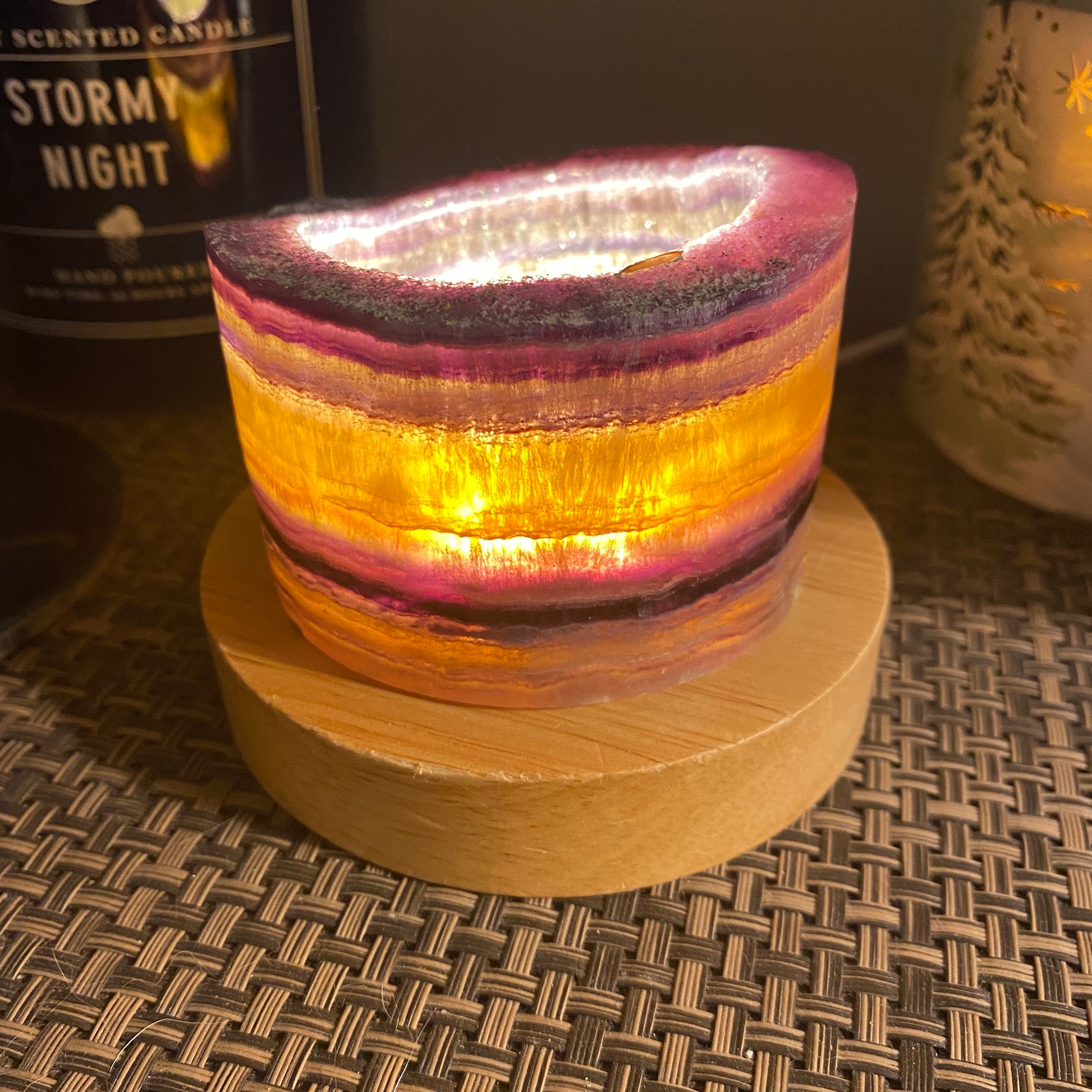 Fluorite Lampshade & Light Base - Earth Elements UK