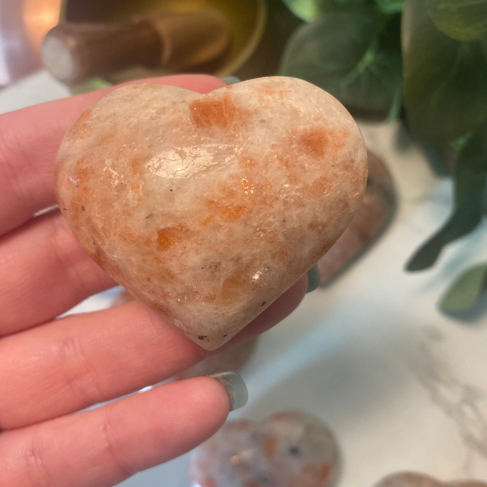 Shimmering Sunstone Chunky Hearts - Earth Elements UK