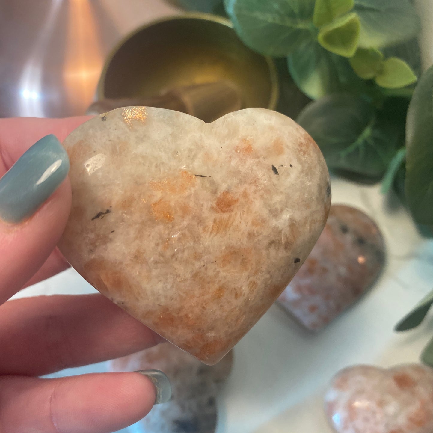 Shimmering Sunstone Chunky Hearts - Earth Elements UK