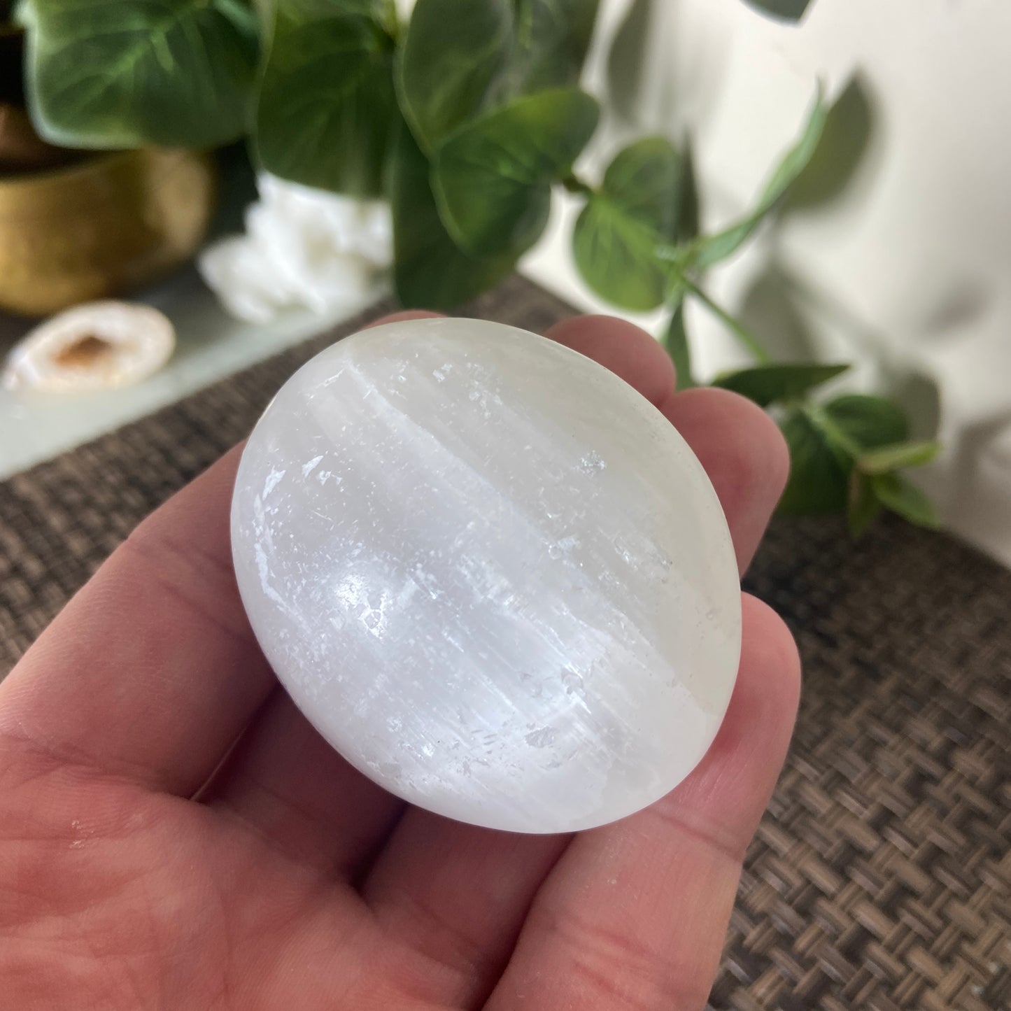 Satin Spar / Selenite Palm Stones - Earth Elements UK